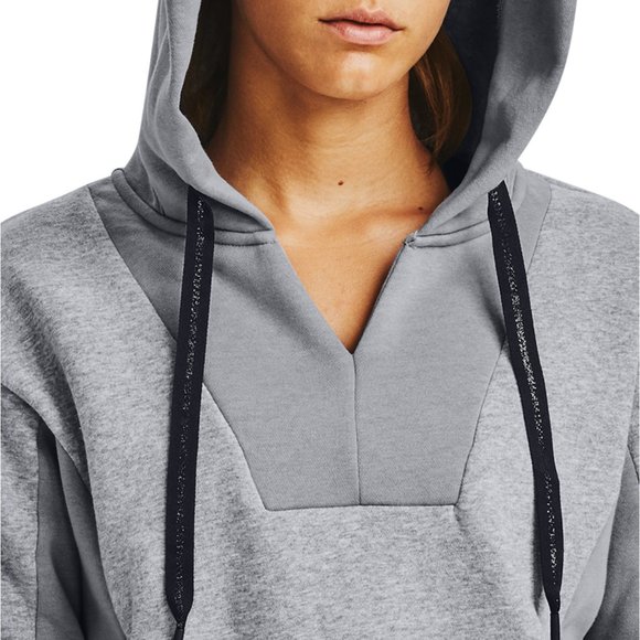 Under Armour NWT Cotton Blend Steel Heather Crop RIVAL Hoodie, Size 2XL - Picture 4 of 7